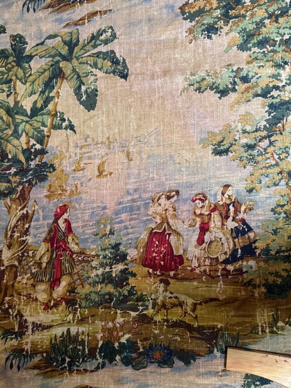 Toile French Country Garden Decorator Fabric 1 7/8 yards x 56" #753 - Picture 2 of 3
